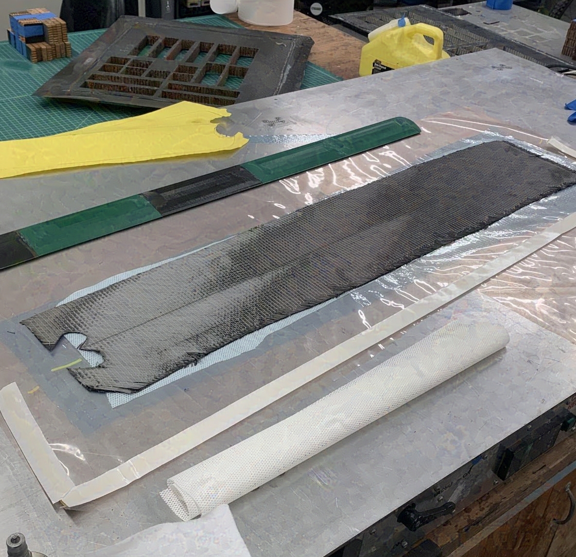 Vacuum bag layup materials on the bench