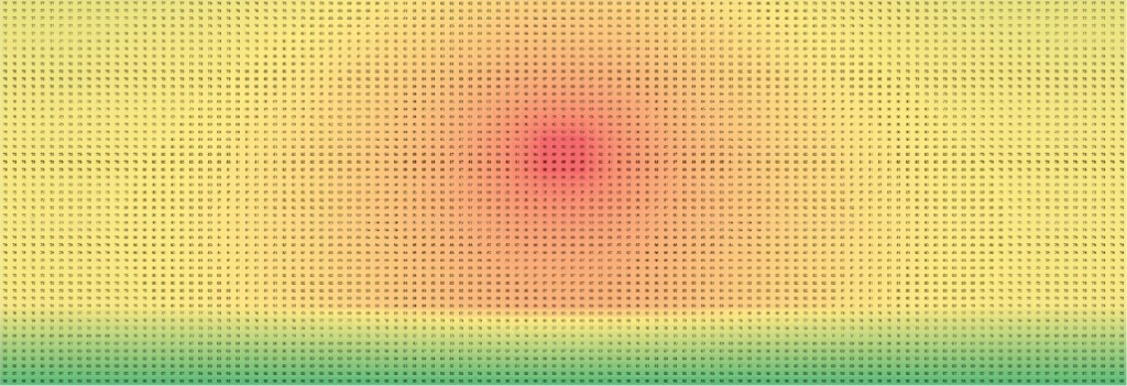 Steady-state thermal simulation heat map showing floor surface temperature distribution