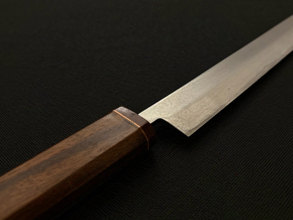 Takobiki handle ferrule close-up knife